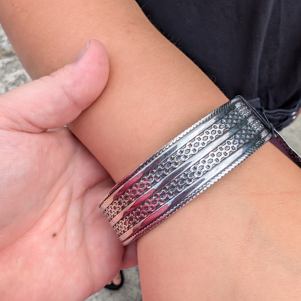 Silver and  Textured Bracelet